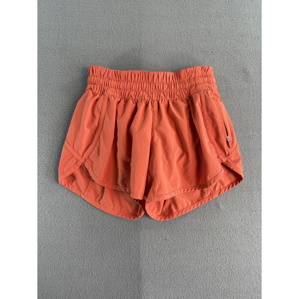 Lululemon Shorts Womens 4 Orange Running 2.5 Inseam Elastic Waist Pocket‎ Light